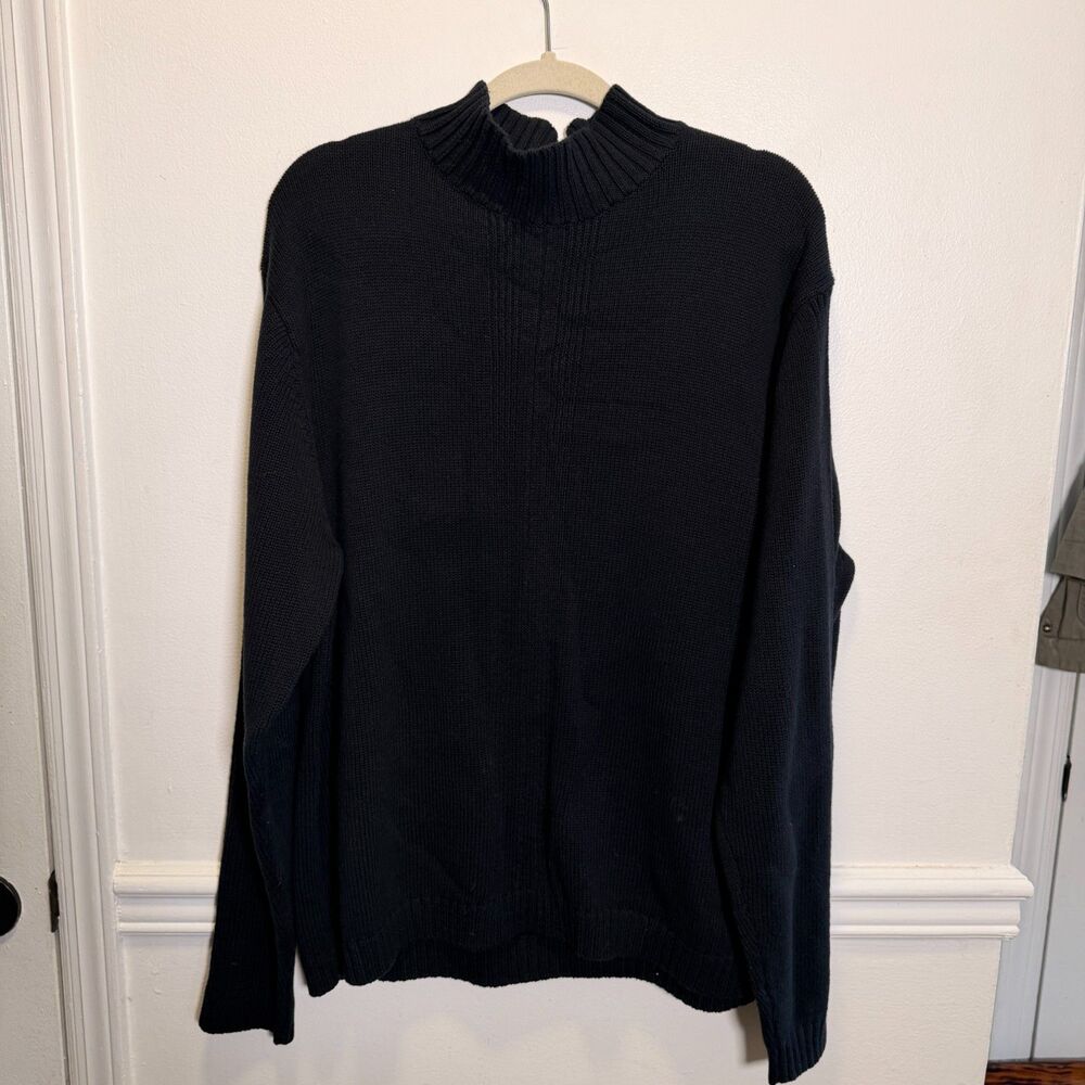Wilke Rodriguez Mens XL Black 100% Cotton Mock Neck Sweater Minimalist Ribbed